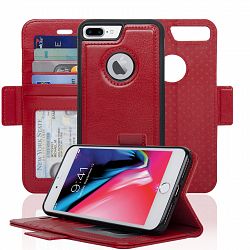 Navor iPhone 8 Plus Case Detachable Magnetic Housing Wallet Case [Vajio Series] - Red