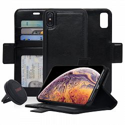 Navor Car Mount and Detachable Magnetic Wallet Case for iPhone Xs Max 6.5'' [Vajio Series] - Black