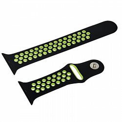 Soft Silicon Durable Replacement Band Strap Compatible with Apple Watch 42mm [Series 1, 2, 3] - Black-Green