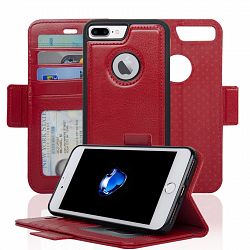 NAVOR iPhone 7 Plus & 8 Plus Case Detachable Magnetic Wallet Case - Vajio Series - Brown