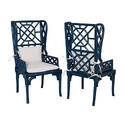 694018P - Elk-Home - Bamboo - 47 Wing Back Chair (Set of 2)Symphony Blue Finish - Bamboo