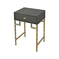 1218-1019 - Elk-Home - Grand Rex - 24 Side TableGrey Faux Leather/Gold Plated Stainless Steel Finish - Grand