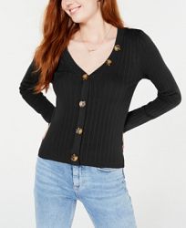 Almost Famous Juniors' Ribbed Cropped Buttoned Sweater