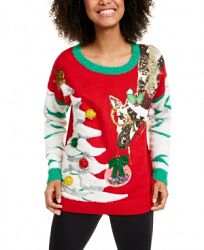 Hooked Up by Iot Juniors' Giraffe Christmas Sweater