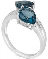 London Blue Topaz (4 ct. t. w. ) & Diamond Accent Ring in 14k White Gold