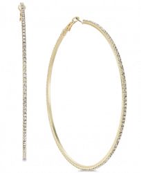 Thalia Sodi Extra Large Gold-Tone Crystal Extra Large Hoop Earrings, 3.5", Created for Macy's