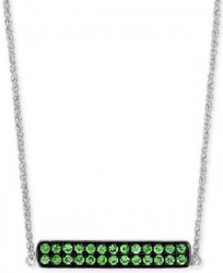 Effy Tsavorite Cluster Horizontal Bar 18" Pendant Necklace (1/2 ct. t. w. ) in Sterling Silver