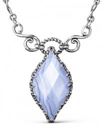 Carolyn Pollack Blue Lace Agate (16x30mm) Infinity Necklace in Sterling Silver