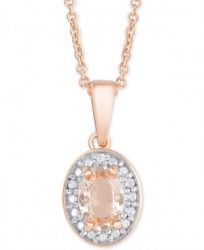 Morganite (3/4 ct. t. w. ) & Diamond Accent 18" Pendant Necklace in 18k Rose Gold-Plated Sterling Silver