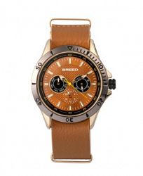 Breed Quartz Dixon Gold And Light Brown Genuine Leather Watches 43mm