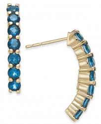 London Blue Topaz Curved Bar Drop Earrings (1-1/2 ct. t. w. ) in 14k Gold