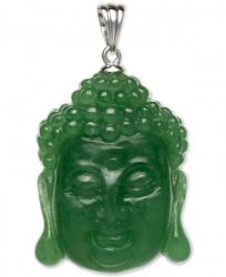 Dyed Jade (24 x 30mm) Carved Buddha in Sterling Silver