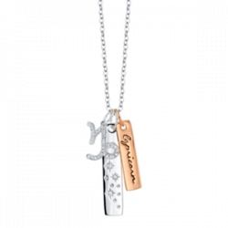 Unwritten Cubic Zirconia Constellation Capricorn Zodiac Pendant Necklace with Two-Tone Silver Plated Charms on Sterling Silver Chain, 18"