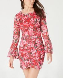 B Darlin Juniors' Open-Back Floral-Print Dress, Created for Macy's