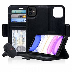 Navor Car Mount & Detachable Wallet Case Compatible for iPhone 11 [6.1 inch] [Vajio Series] - Maroon