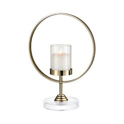2499-BEL-3333429 - Bailey Street Home - Forfar Road - 11-inch Round Candle HolderGold-Plated/Clear Finish - Forfar Road