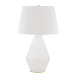 L1379-AGB - Hudson Valley Lighting - Rickman - One Light Table Lamp Aged Brass Finish with White Linen Shade - Rickman