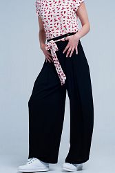 Black Pants With Floral Belt - L