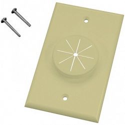 MIDLITE 1GIV-GR1 Single-Gang Wireport Wall Plate with Grommet (Ivory)