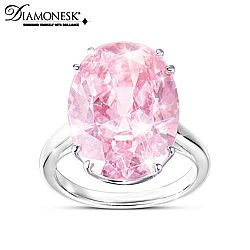 Diamonesk Majestic Pink Women's Sterling Silver Ring