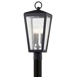 P7605 - Troy Lighting - Mariden - Three Light Post Mount Textured Black Finish with Clear Seeded Glass - Mariden