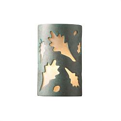 CER-7475W-PATV - Justice Design - Ambiance - Large Oak Leaves Open Top and Bottom Outdoor Wall Sconce Verde Patina E26 Medium Base IncandescentChoose Your Options - AmbianceG��
