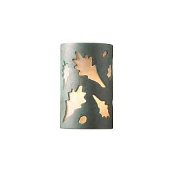 CER-7465W-STOC - Justice Design - Ambiance - Small Oak Leaves Open Top and Bottom Outdoor Wall Sconce Carrara Marble E26 Medium Base IncandescentChoose Your Options - AmbianceG��
