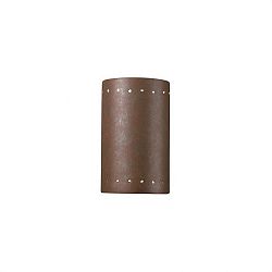 CER-0995W-HMBR - Justice Design - Ambiance - Small Cylinder with Perfs Open Top & Bottom Outdoor Wall Sconce Hammered Brass E26 Medium Base IncandescentChoose Your Options - AmbianceG��