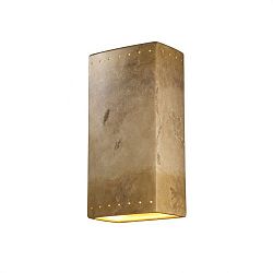 CER-1185W-CRK - Justice Design - Ambiance - Really Big Rectangle with Perfs Open Top and Bottom Outdoor Wall Sconce White Crackle E26 Medium Base IncandescentChoose Your Options - AmbianceG��