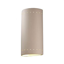 CER-1195W-TRAM - Justice Design - Ambiance - Really Big Cylinder with Perfs Open Top and Bottom Outdoor Wall Sconce Mocha Travertine E26 Medium Base IncandescentChoose Your Options - AmbianceG��