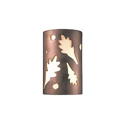 CER-5460W-NAVS - Justice Design - Ambiance - Small ADA Oak Leaves Closed Top Outdoor Wall Sconce Navarro Sand E26 Medium Base IncandescentChoose Your Options - AmbianceG��