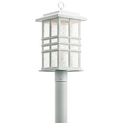49832WH - Kichler-Lighting-Canada - Beacon Square - One Light Outdoor Post Lantern White Finish with Clear Hammered Glass - Beacon Square