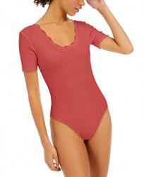 Hooked Up by Iot Juniors' Lace-Trim Bodysuit
