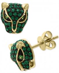 Effy Emerald (3/4 ct. t. w. ) and Tsavorite Accent Panther Stud Earrings in 14k Gold