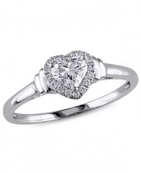 Certified Diamond (1/2 ct. t. w. ) Heart-Shape Halo Engagement Ring in 14k White Gold