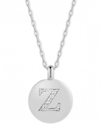 Charmbar Cubic Zirconia Initial Reversible Charm Pendant Necklace in Sterling Silver, Adjustable 16"-20"