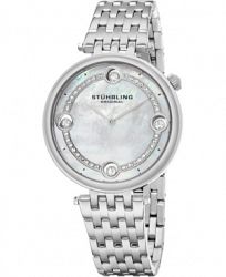 Stuhrling Women's Quartz Watch, Silver Case, Mop Dial, Silver Bracelet