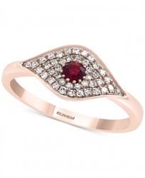 Effy Certified Ruby (1/6 ct. t. w. ) & Diamond (1/5 ct. t. w. ) Evil Eye Ring in 14k Rose Gold