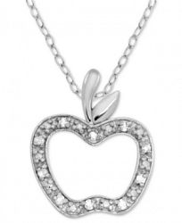 Diamond Apple 18" Pendant Necklace (1/10 ct. t. w. ) in Sterling Silver