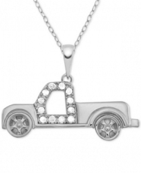 Diamond Truck 18" Pendant Necklace (1/10 ct. t. w. ) in Sterling Silver