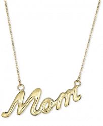 Show love and respect with this charming pendant necklace with "Mom" in lovely lettering in 10k gold.