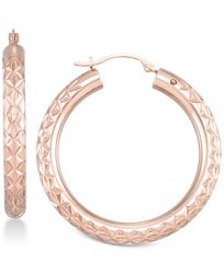 Signature Gold Diamond Accent Textured Hoop Earrings in 14k Rose Gold Over Resin, Created for Macy's