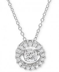 Arabella Cubic Zirconia Halo 18" Pendant Necklace in Sterling Silver, Created for Macy's