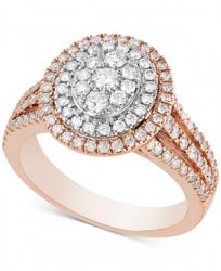 Diamond Multi-Halo Cluster Engagement Ring (1 ct. t. w. ) in 14k Rose Gold & White Gold