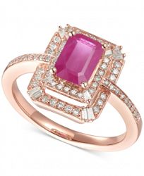 Certified Ruby (1 ct. t. w. ) & Diamond (1/3 ct. t. w. ) Statement Ring in 14k Rose Gold