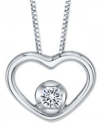 Sirena Diamond Open Heart 18" Pendant Necklace (1/8 ct. t. w. ) in 14k White Gold