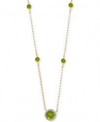 Effy Peridot (1/2 ct. t. w. ) & Diamond (1/3 ct. t. w. ) 18" Pendant Necklace in 14k Gold