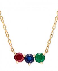 Multi-Gemstone (1 ct. t. w. ) 17" Pendant Necklace in 14k Gold
