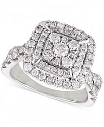 Diamond Cluster Cushion Halo Engagement Ring (1-1/2 ct. t. w. ) in 14k White Gold