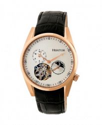 Heritor Automatic Alexander Rose Gold & White Leather Watches 43mm